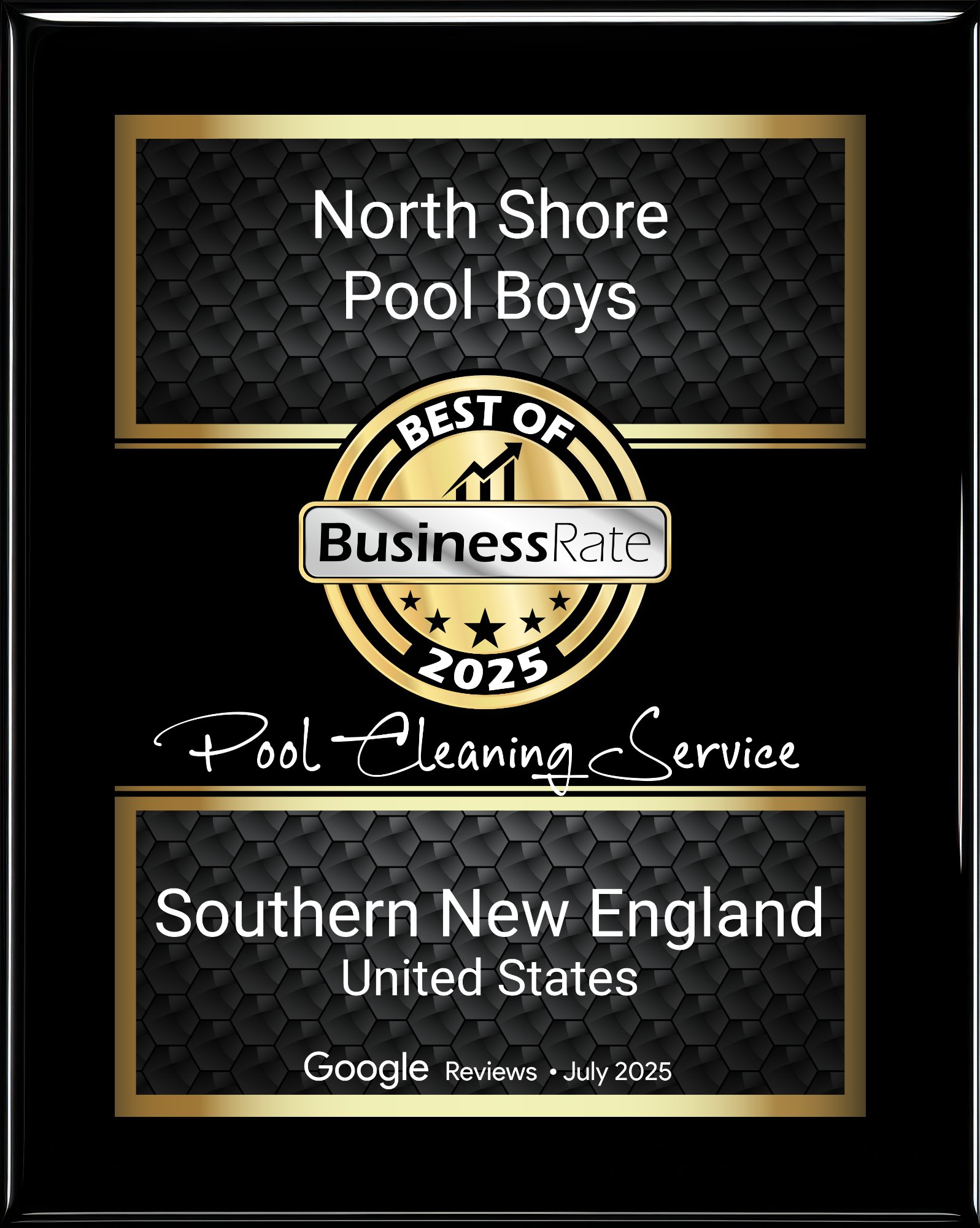 North Shore Pool Boys Best Pool Cleaning Service 2025 BusinessRate Award Southern New England